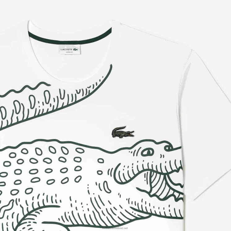 Lacoste losvallend katoenen t-shirt - grote maat - lang 0828H136 wit 001 Heren