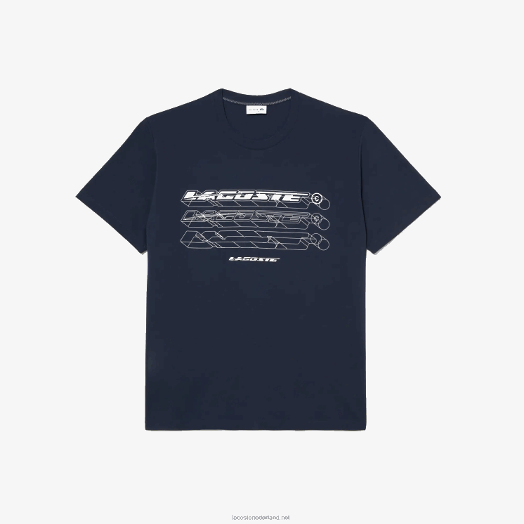 Lacoste losvallend piqué t-shirt - grote maat - groot 0828H180 blauwe kxe Heren
