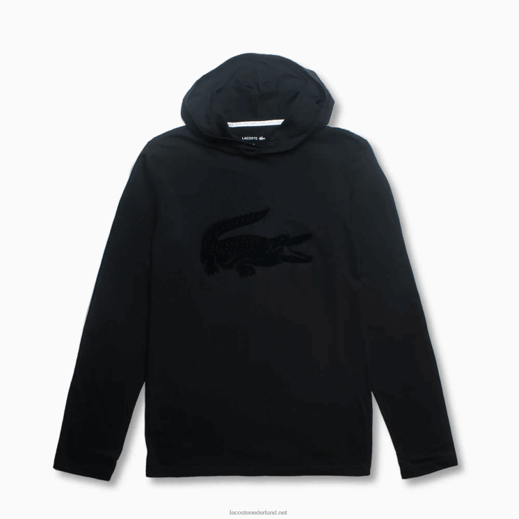 Lacoste lounge T-shirt met lange mouwen en capuchon 0828H197 zwart 031 Heren