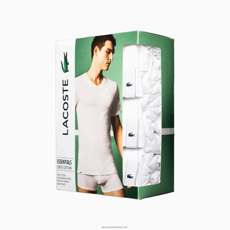 Lacoste lounge t-shirt 3-pack 0828H1579 wit 001 Heren
