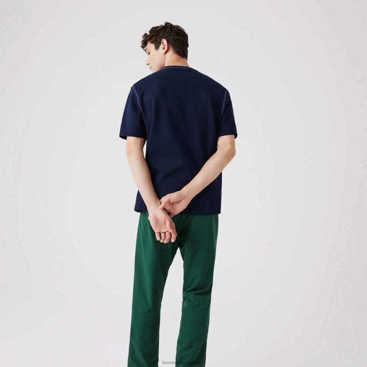 Lacoste omkeerbaar piqué T-shirt van een katoenmix 0828H918 marineblauw ge5 Heren