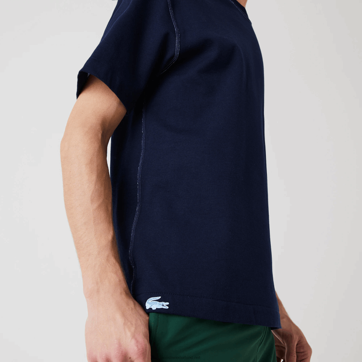 Lacoste omkeerbaar piqué T-shirt van een katoenmix 0828H918 marineblauw ge5 Heren