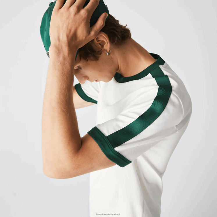 Lacoste regular fit T-shirt met contrasterende kraag 0828H855 wit 70v Heren
