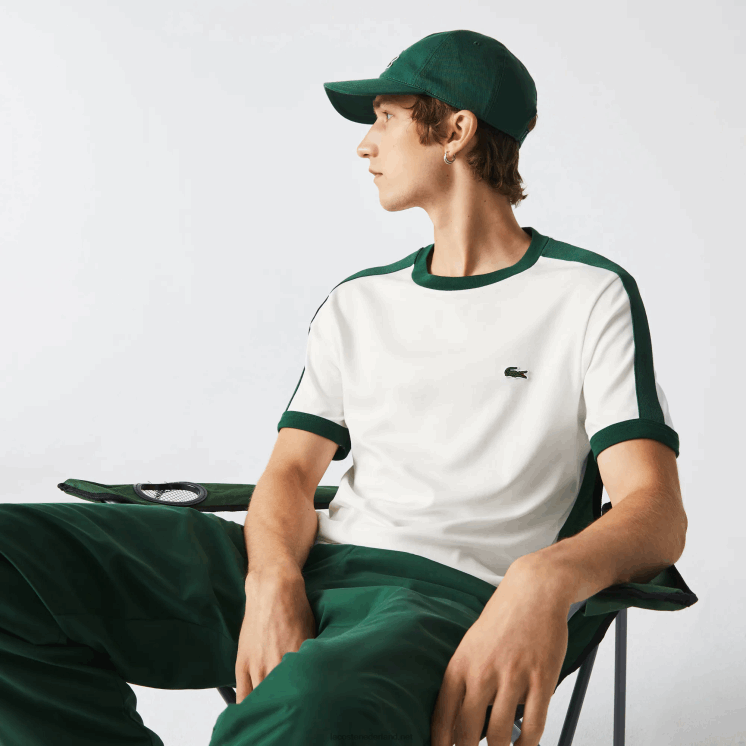 Lacoste regular fit T-shirt met contrasterende kraag 0828H855 wit 70v Heren