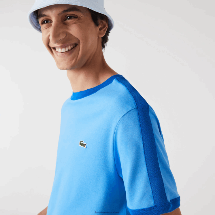 Lacoste regular fit T-shirt met contrasterende kraag 0828H856 blauw 4xa Heren