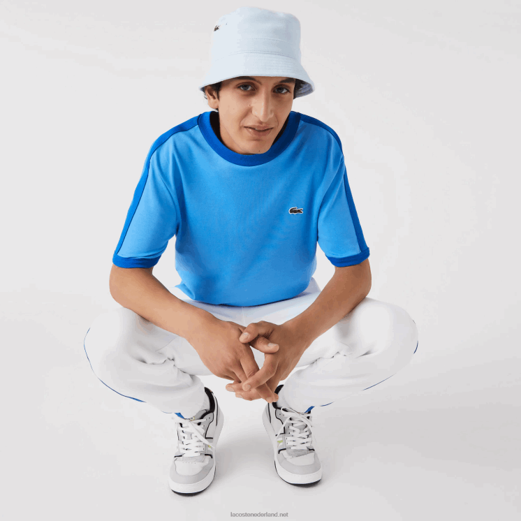 Lacoste regular fit T-shirt met contrasterende kraag 0828H856 blauw 4xa Heren
