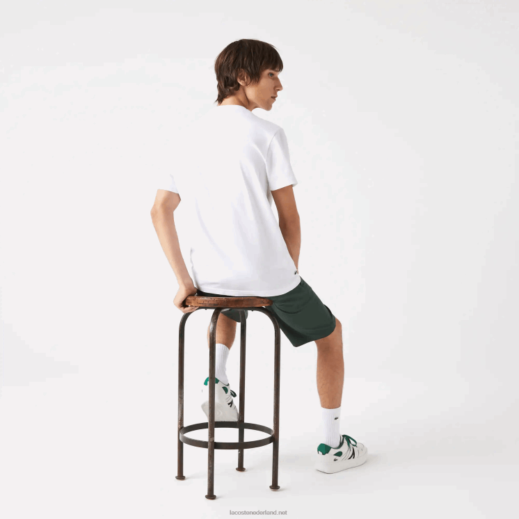 Lacoste regular fit XL T-shirt met krokodillenprint 0828H570 wit 001 Heren