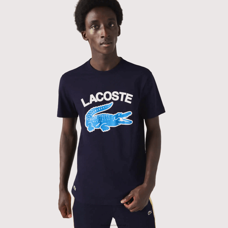Lacoste regular fit XL T-shirt met krokodillenprint 0828H571 marineblauw 166 Heren