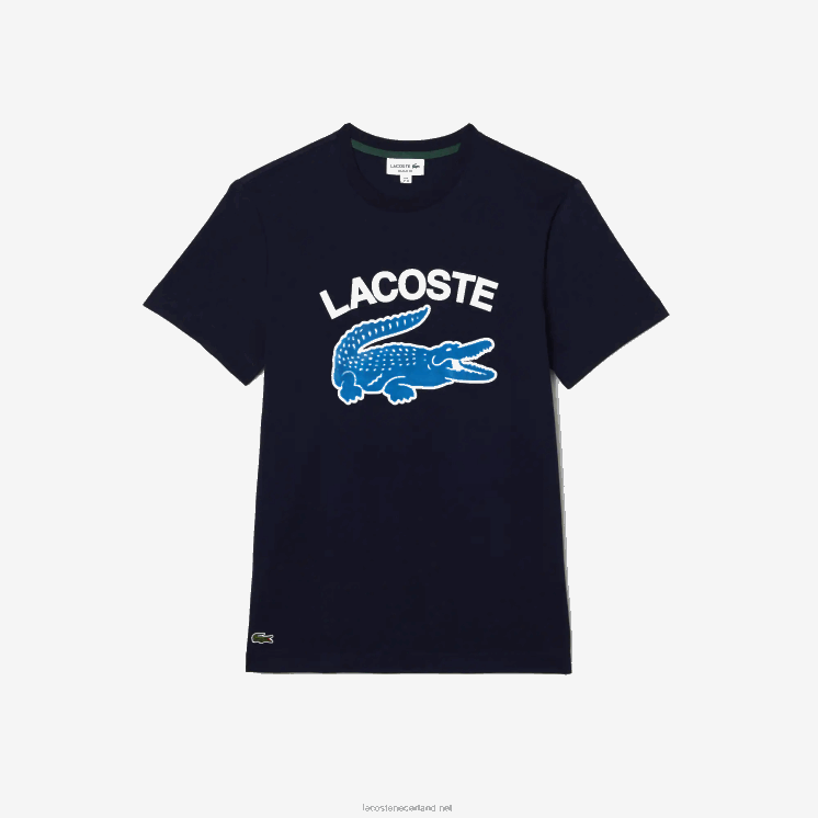 Lacoste regular fit XL T-shirt met krokodillenprint 0828H571 marineblauw 166 Heren
