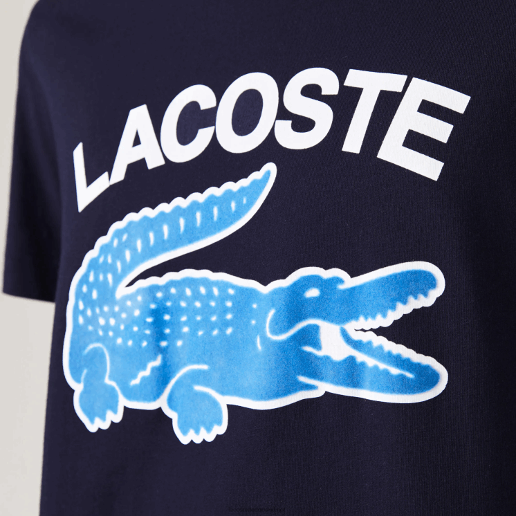 Lacoste regular fit XL T-shirt met krokodillenprint 0828H571 marineblauw 166 Heren
