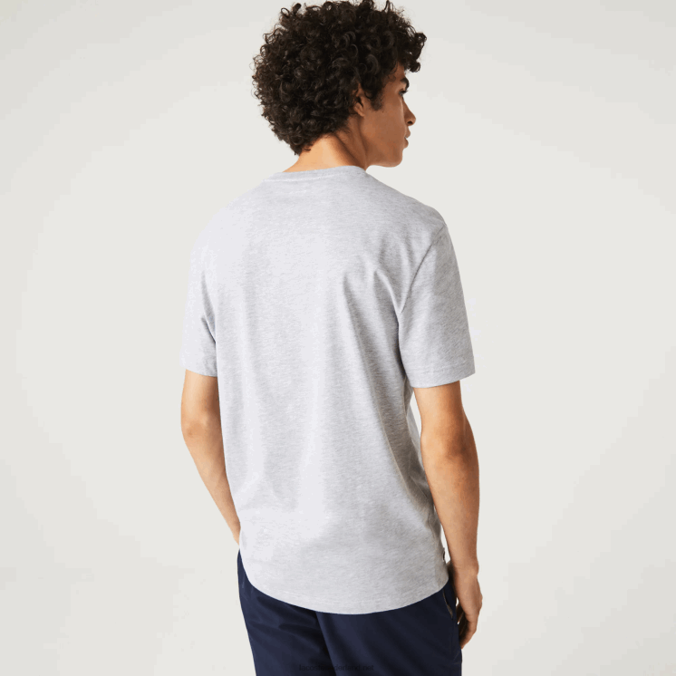 Lacoste regular fit XL T-shirt met krokodillenprint 0828H572 grijze chine ca Heren