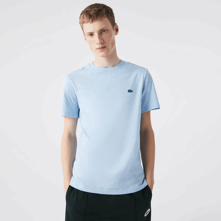 Lacoste regular fit katoenen jersey t-shirt met gespikkelde print 0828H747 turkoois 733 Heren