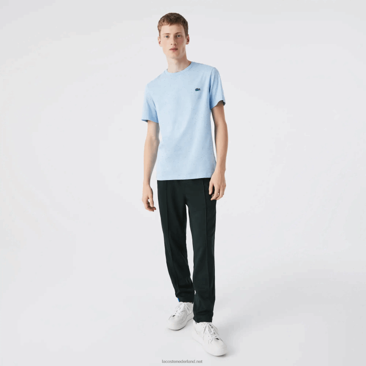 Lacoste regular fit katoenen jersey t-shirt met gespikkelde print 0828H747 turkoois 733 Heren