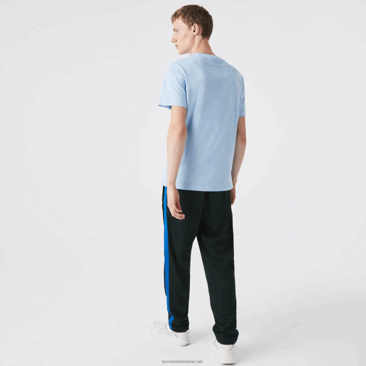 Lacoste regular fit katoenen jersey t-shirt met gespikkelde print 0828H747 turkoois 733 Heren