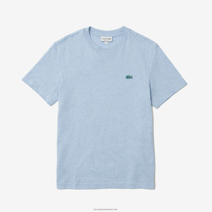 Lacoste regular fit katoenen jersey t-shirt met gespikkelde print 0828H747 turkoois 733 Heren