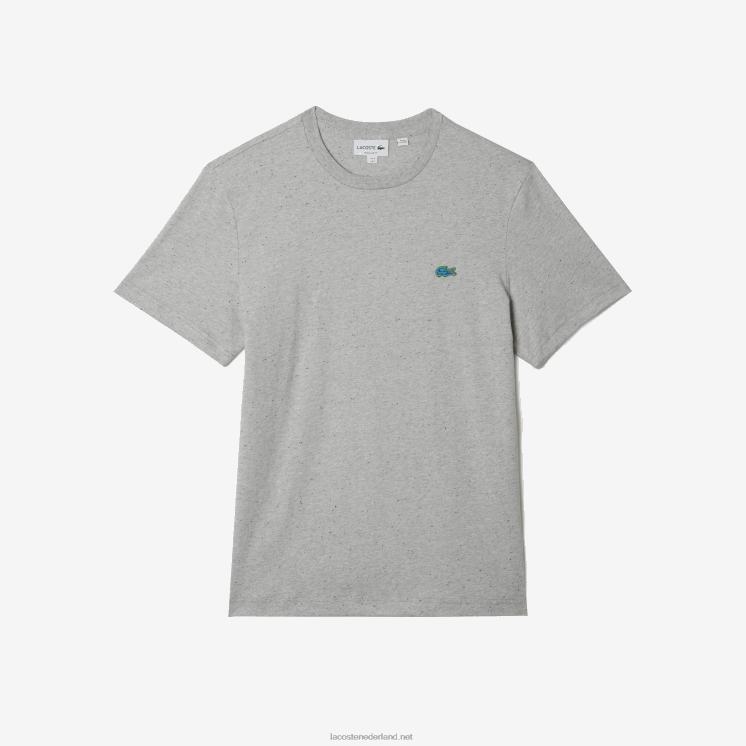 Lacoste regular fit katoenen jersey t-shirt met gespikkelde print 0828H748 grijze chine 73v Heren