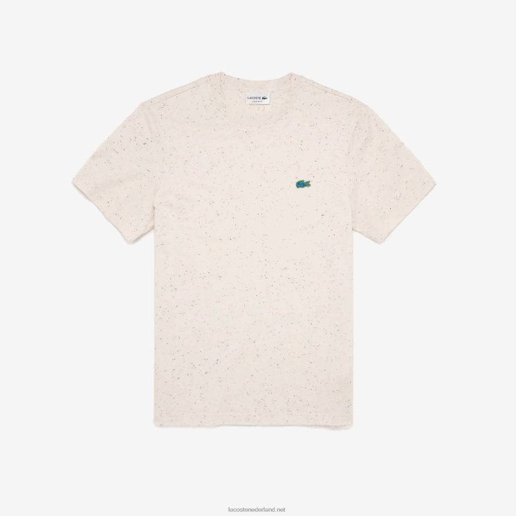 Lacoste regular fit katoenen jersey t-shirt met gespikkelde print 0828H749 beige 74a Heren