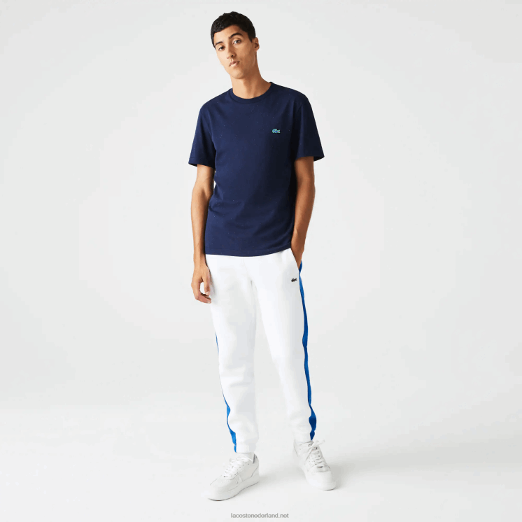 Lacoste regular fit katoenen jersey t-shirt met gespikkelde print 0828H750 marineblauw 7cg Heren