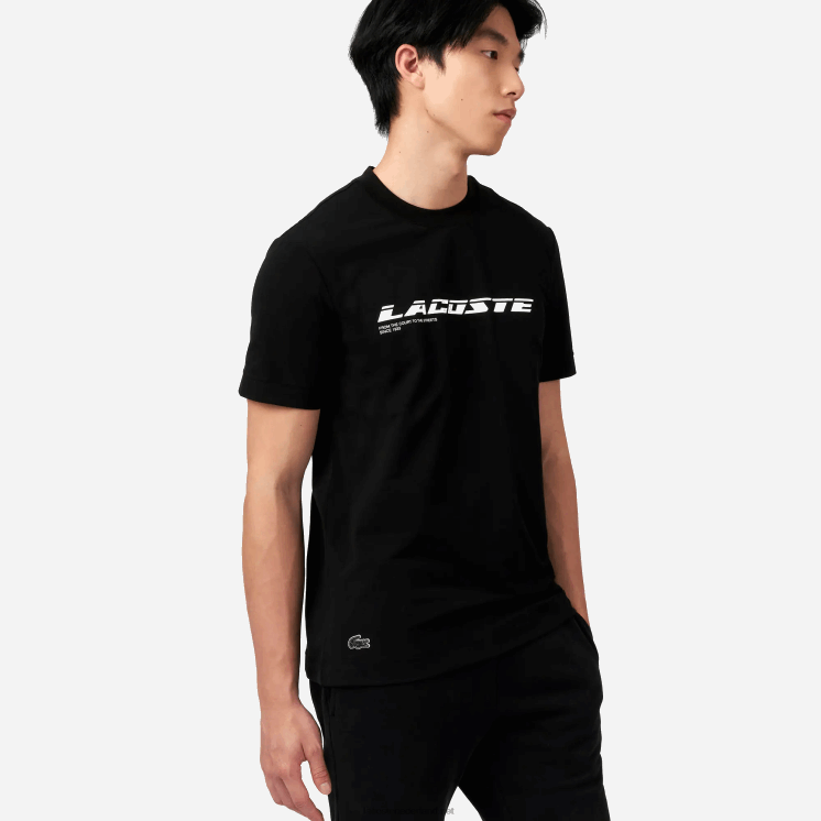 Lacoste regular fit piqué T-shirt met merknaam 0828H560 zwart 031 Heren