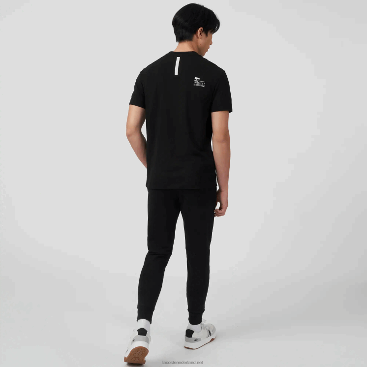 Lacoste regular fit piqué T-shirt met merknaam 0828H560 zwart 031 Heren