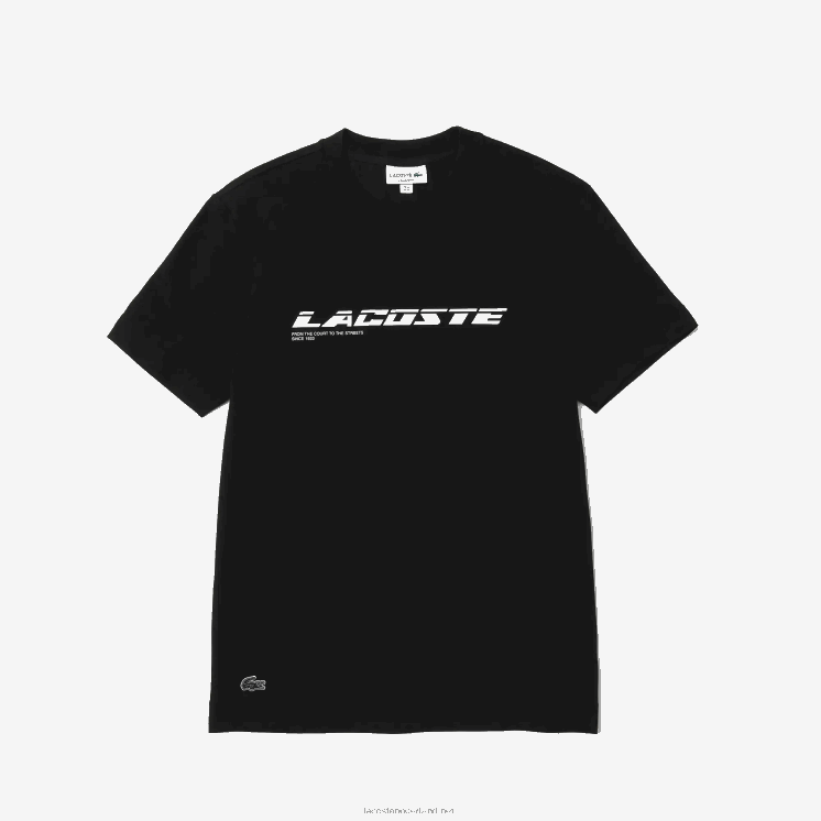 Lacoste regular fit piqué T-shirt met merknaam 0828H560 zwart 031 Heren