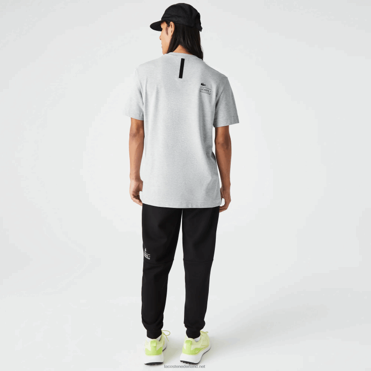 Lacoste regular fit piqué T-shirt met merknaam 0828H561 grijze chine ca Heren