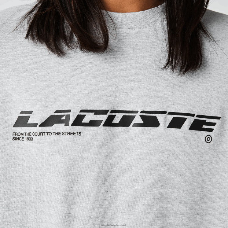 Lacoste regular fit piqué T-shirt met merknaam 0828H561 grijze chine ca Heren