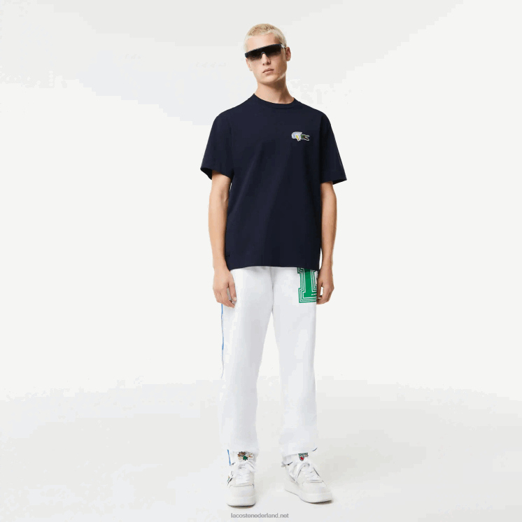Lacoste relaxed fit T-shirt met badge met komisch effect 0828H741 marineblauw 166 Heren