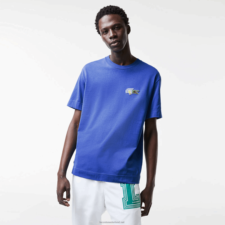 Lacoste relaxed fit T-shirt met badge met komisch effect 0828H742 blauw k1q Heren