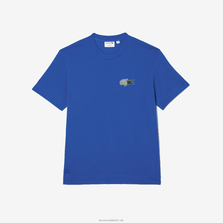 Lacoste relaxed fit T-shirt met badge met komisch effect 0828H742 blauw k1q Heren