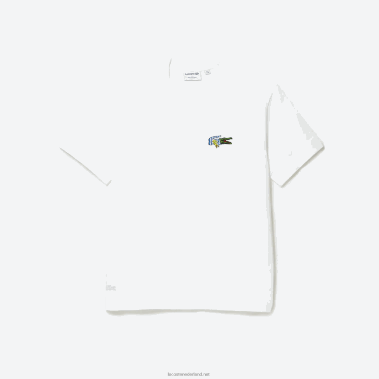 Lacoste relaxed fit T-shirt met badge met komisch effect 0828H743 wit 001 Heren