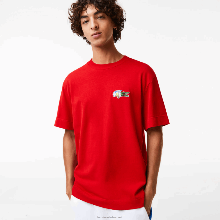 Lacoste relaxed fit T-shirt met badge met komisch effect 0828H744 rood 240 Heren