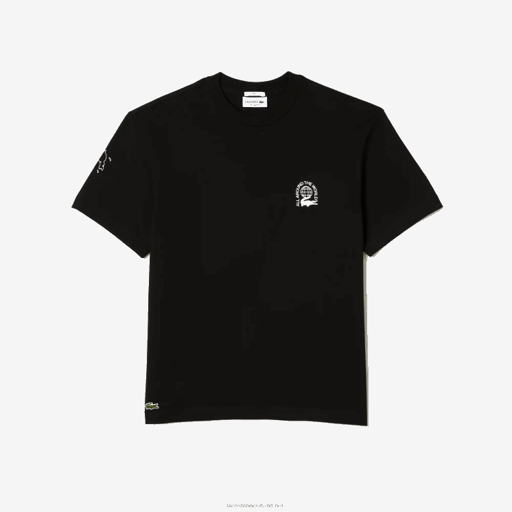 Lacoste relaxed fit T-shirt van biologisch katoenen jersey 0828H223 zwart 031 Heren