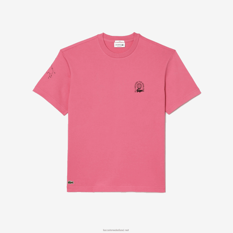 Lacoste relaxed fit T-shirt van biologisch katoenen jersey 0828H226 roze 2r3 Heren