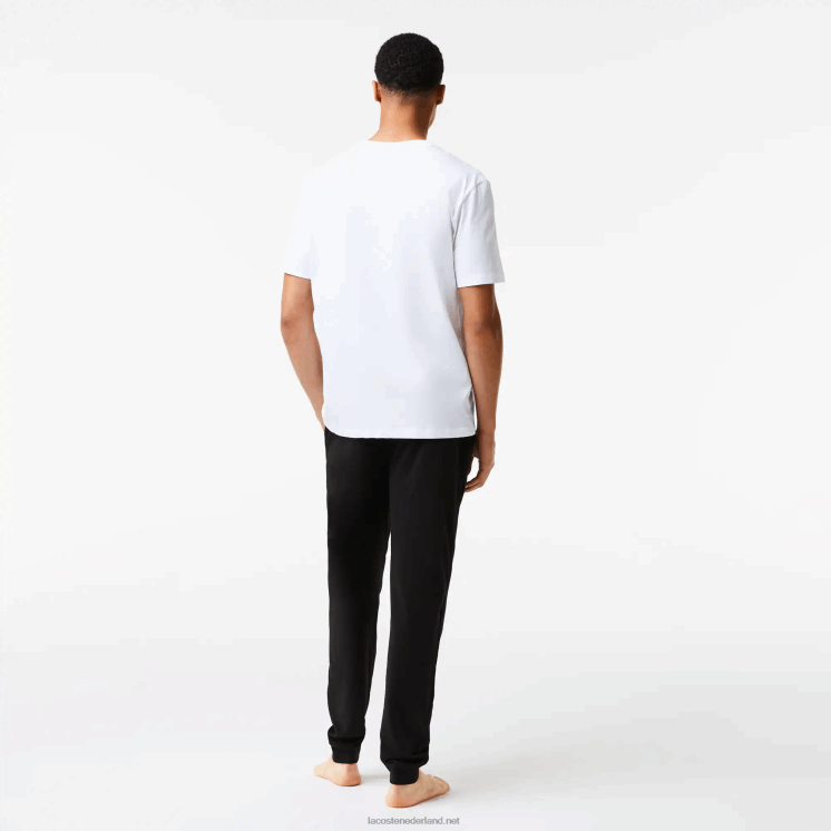Lacoste relaxed fit krokodil-T-shirt met merknaam 0828H1627 wit 001 Heren