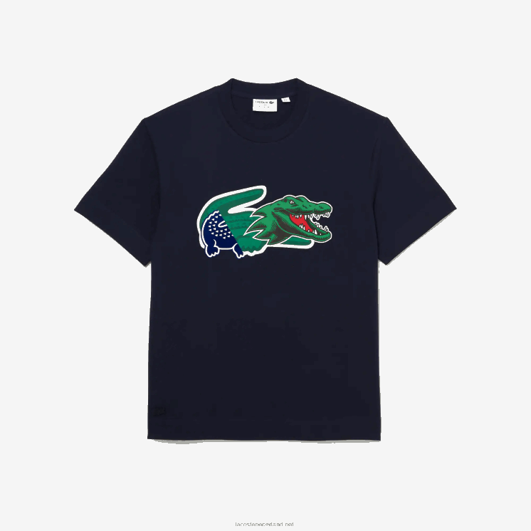 Lacoste relaxed fit oversized krokodil T-shirt 0828H607 marineblauw 166 Heren