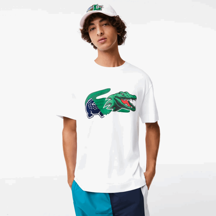 Lacoste relaxed fit oversized krokodil T-shirt 0828H608 wit 001 Heren