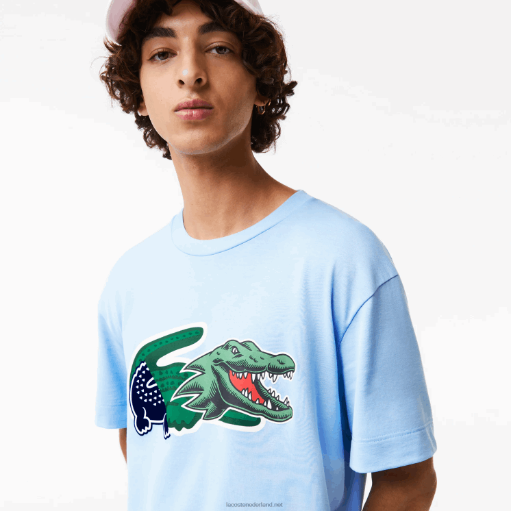 Lacoste relaxed fit oversized krokodil T-shirt 0828H609 blauwe hbp Heren
