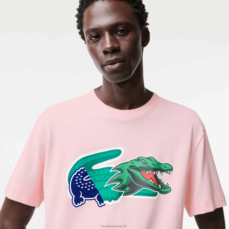Lacoste relaxed fit oversized krokodil T-shirt 0828H610 lichtroze t03 Heren