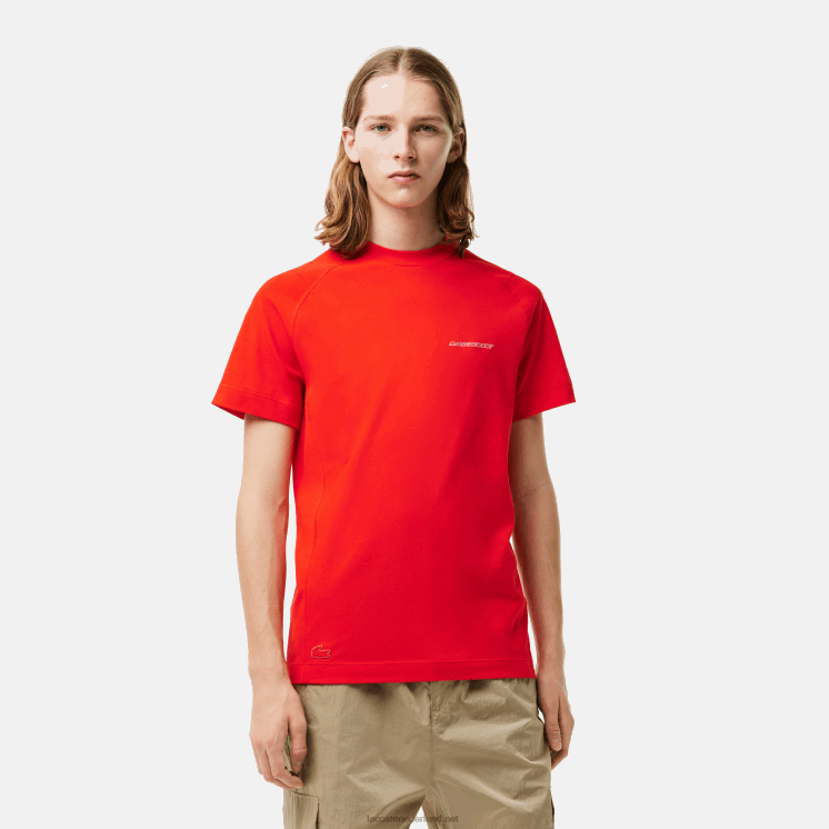 Lacoste slim fit T-shirt van piqué biologisch katoen 0828H121 rode s5h Heren