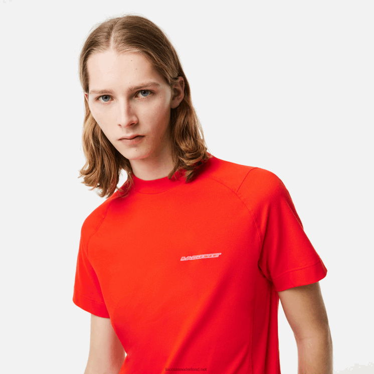 Lacoste slim fit T-shirt van piqué biologisch katoen 0828H121 rode s5h Heren