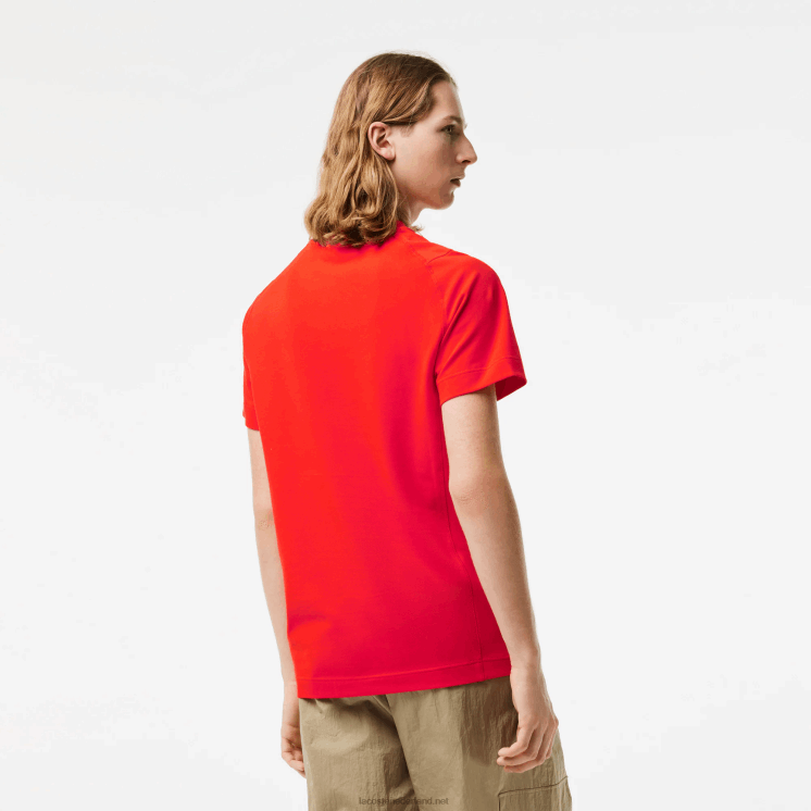 Lacoste slim fit T-shirt van piqué biologisch katoen 0828H121 rode s5h Heren