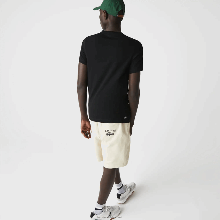 Lacoste sport 3D print krokodil ademend jersey t-shirt 0828H161 zwart wit 258 Heren