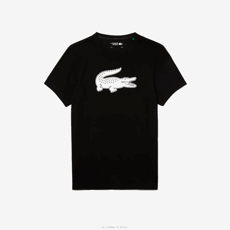 Lacoste sport 3D print krokodil ademend jersey t-shirt 0828H161 zwart wit 258 Heren