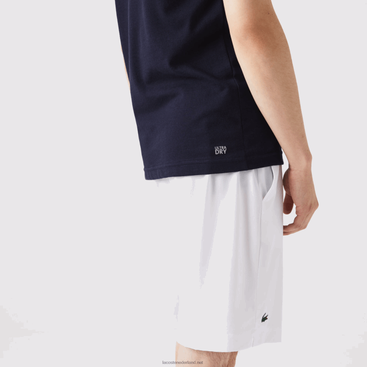 Lacoste sport 3D print krokodil ademend jersey t-shirt 0828H706 marineblauw wit 525 Heren