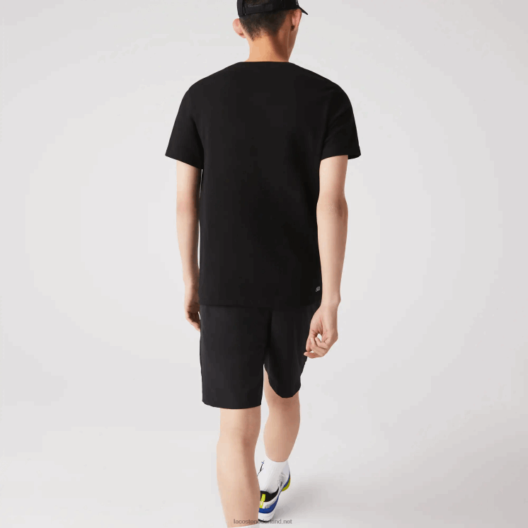 Lacoste sport 3D print krokodil ademend jersey t-shirt 0828H836 zwart blauw 985 Heren