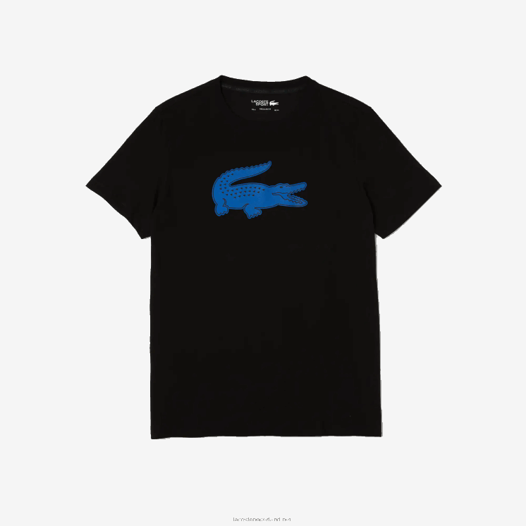 Lacoste sport 3D print krokodil ademend jersey t-shirt 0828H836 zwart blauw 985 Heren