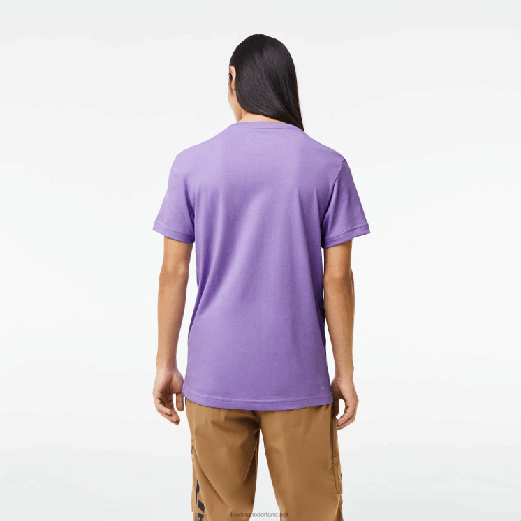 Lacoste sport 3D print krokodil ademend jersey t-shirt 0828H863 paars marineblauw w87 Heren