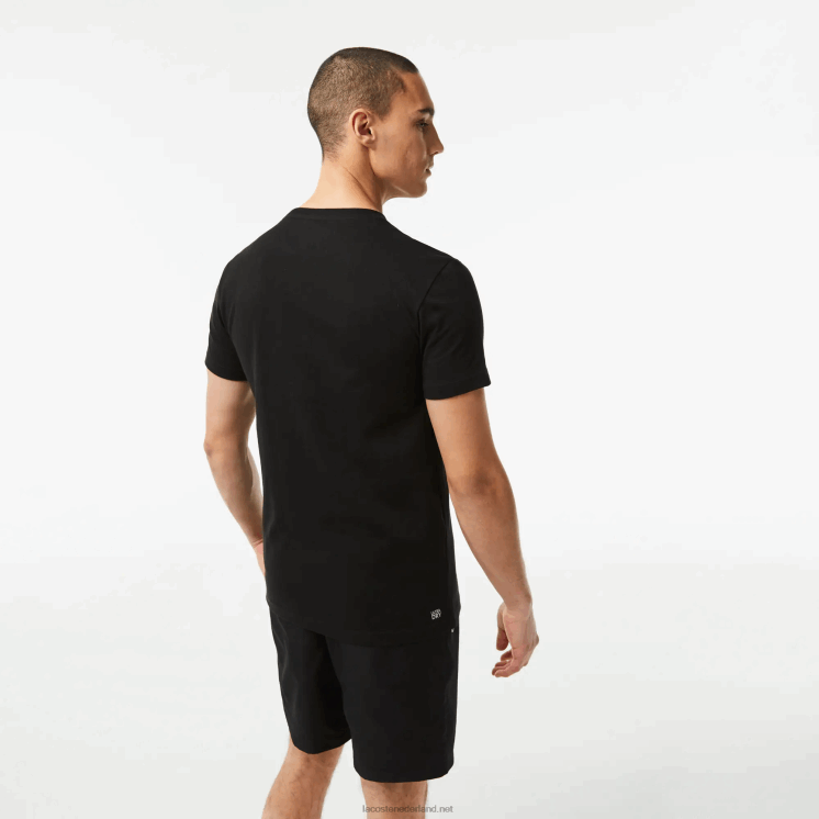 Lacoste sport 3D print krokodil ademend jersey t-shirt 0828H99 zwart rood bzj Heren