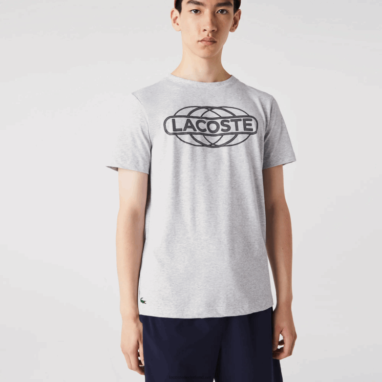 Lacoste sport T-shirt van biologische jersey 0828H695 grijze chine ca Heren